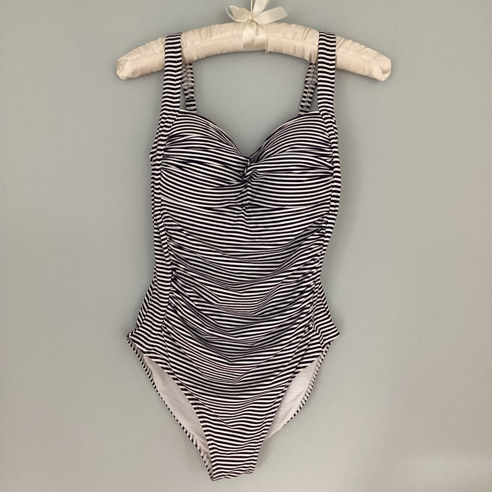 Bond-Eye Australia Navy and White Striped One Piece Bathing Suit